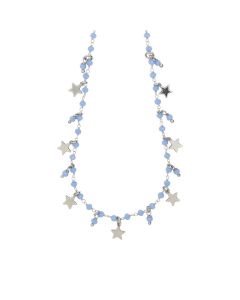 Collana rosario con cristalli azzurri e charms tema "stella"