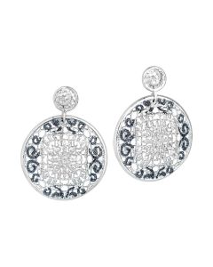 Earrings Pendant with circular and glitter bicolor