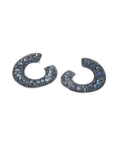 Earrings in a spiral with surface galuchat Swarovski moonlight