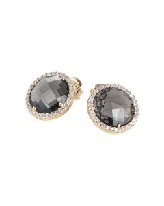 Earrings with crystals smoky quartz and zircons