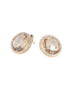 Earrings in the lobe with crystals champagne and zircons