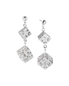 Earrings with hanging cubes and zircons