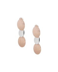 Earrings bicolor oval with smooth and scratched