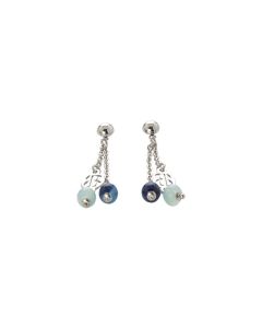 Earrings with agata mix blue and Celeste