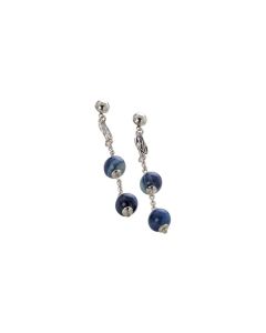 Earrings with loops of agata mix blue