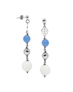 Earrings agata light blue agate and white