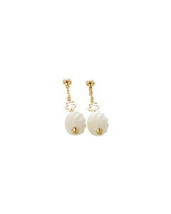 Earrings with agata white and white torchon