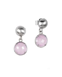 
Earrings with rose-colored quartz-milk crystals
