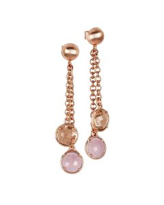 
Tufted earrings with peach crystals and rose milk quartz color