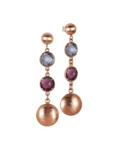 
Hanging pink earrings with crystals fum and amethyst