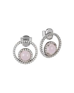 
Earrings with cubic zirconia and light pink inner cabochon