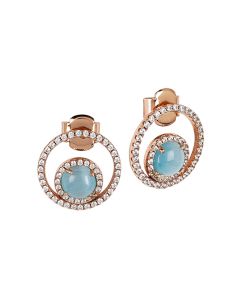 
Earrings with cubic zirconia and sky-blue inner cabochon