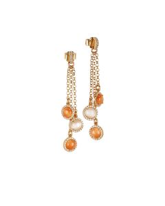 
Tufted earrings with zircons and orange and beige cabochons