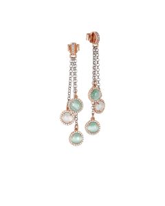 
Tufted earrings with cubic zirconia and light blue and aqua green cabochon