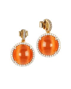 
Earrings with orange cabochon pendant and zircons