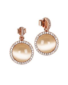 
Earrings with beige cabochon pendant and zircons