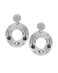 
Earrings with circular pendant and blue Swarovski